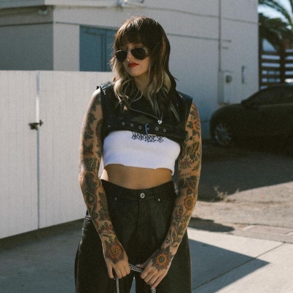 Cropped Faux Leather Moto Vest